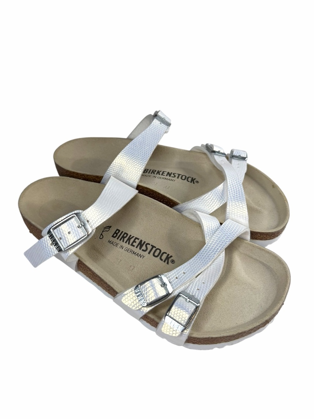 Birkenstock Franca Vegan Two Strap Holographic Iridescent Sandals Size 38